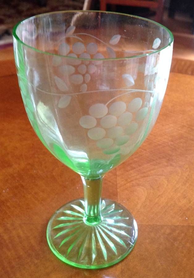 Grape Green (Cut 6) Low Water Goblet by Standard Glass-1