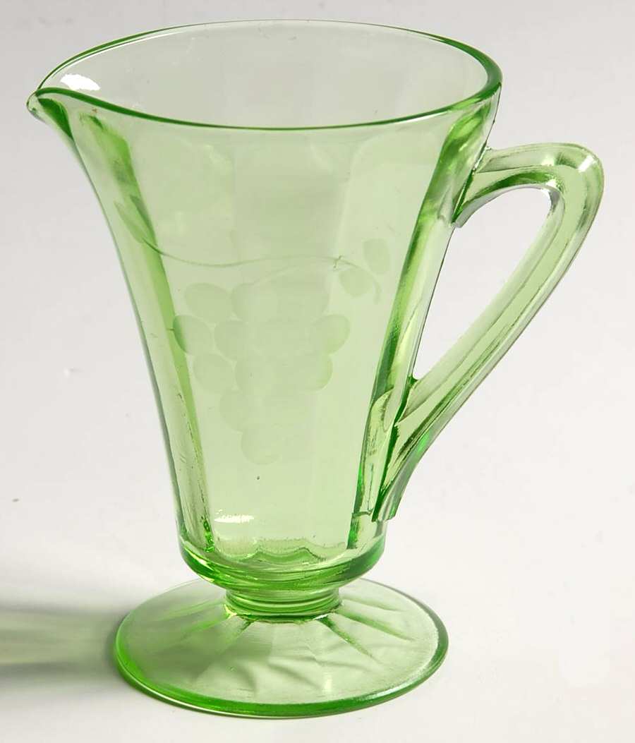 Grape Green (Cut 6) Creamer by Standard Glass-1
