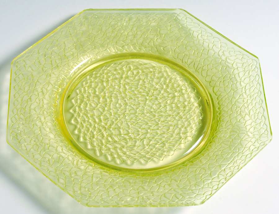 By Cracky Canary 8" Octagonal Salad Plate by Smith Glass -1