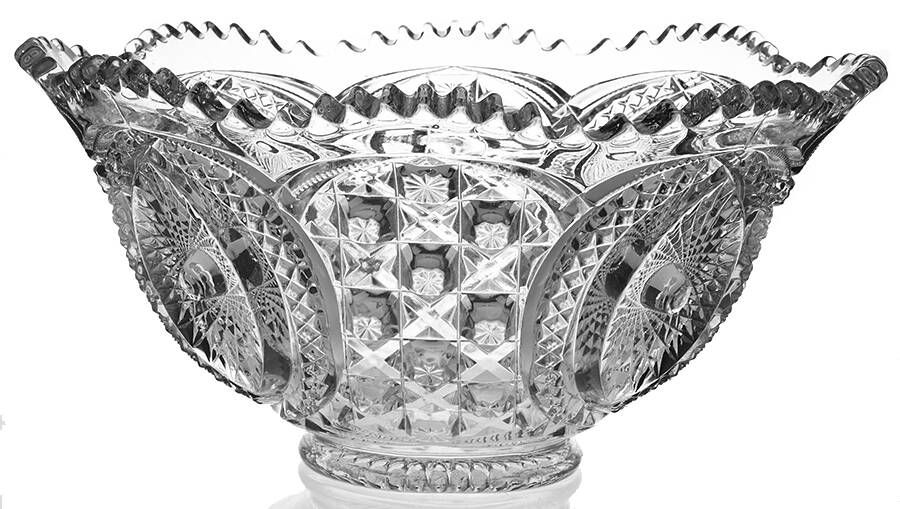 Moon and Star Clear Flared Punch Bowl by Smith Glass -1