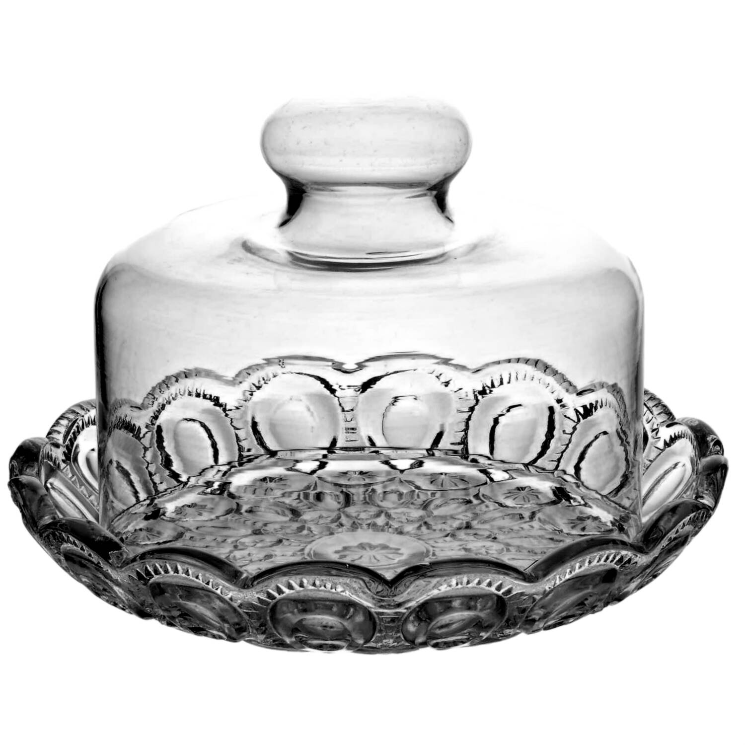 Moon and Star Clear Cheese Dish & Lid by Smith Glass -1