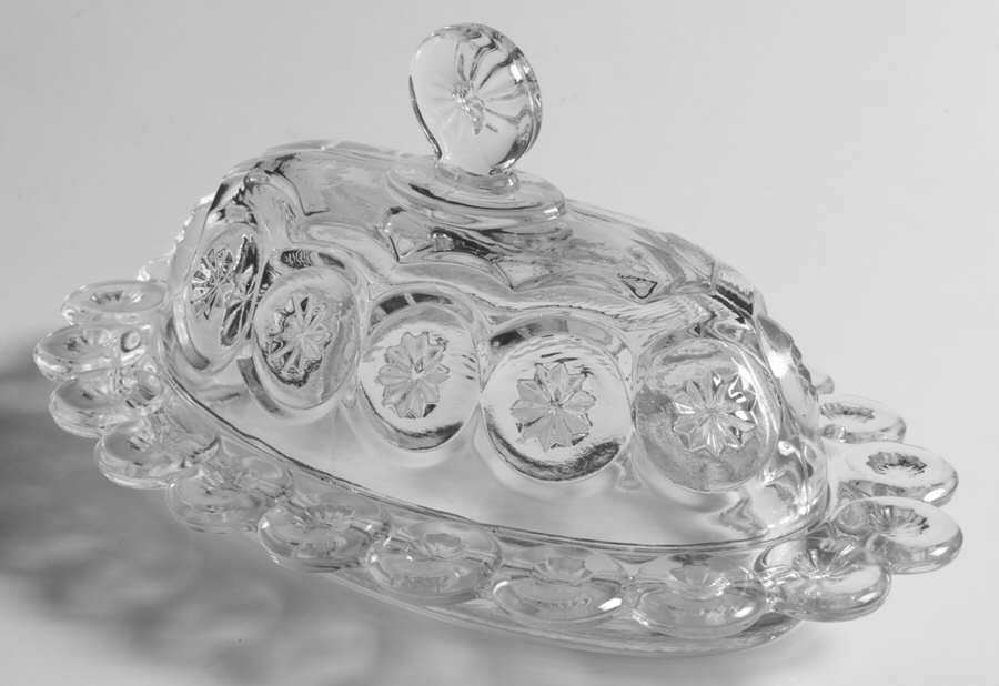 Moon and Star Clear 1/4 Pound Covered Butter by Smith Glass -1