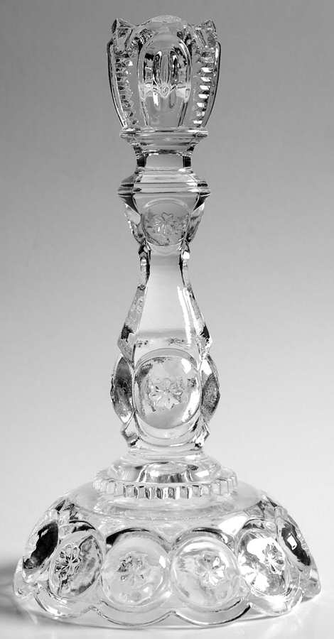 Moon and Star Clear Tall Single Light Candlestick by Smith Glass -1
