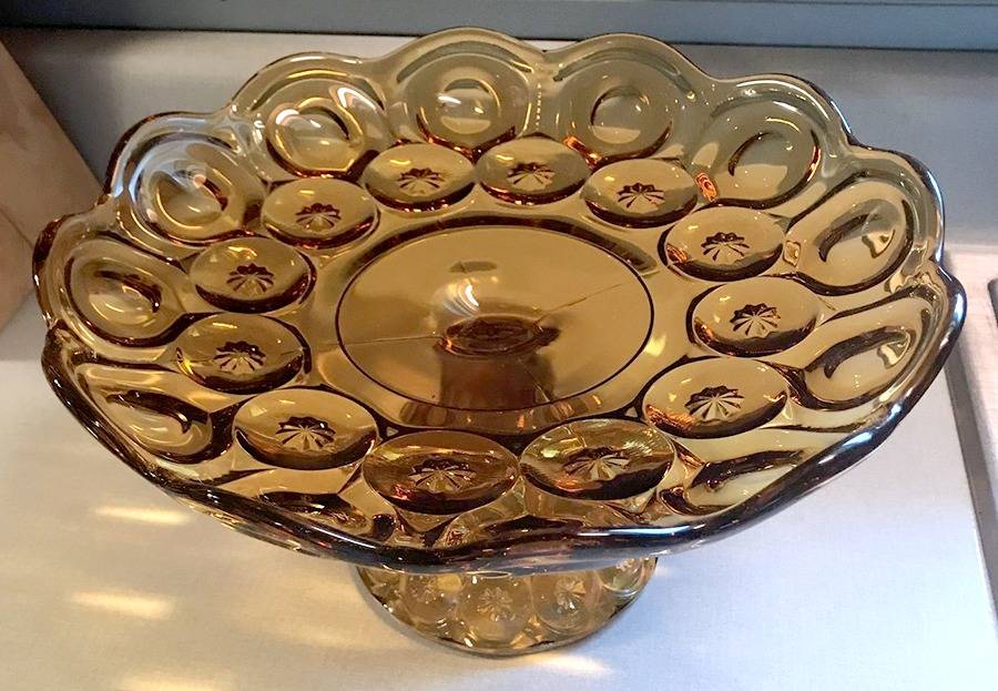 Moon and Star Amber 12" Width Open Compote by Smith Glass -1