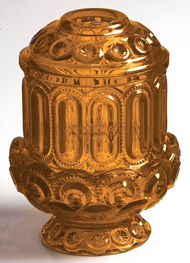 Moon and Star Amber (2 Piece) Fairy Lamp by Smith Glass -1