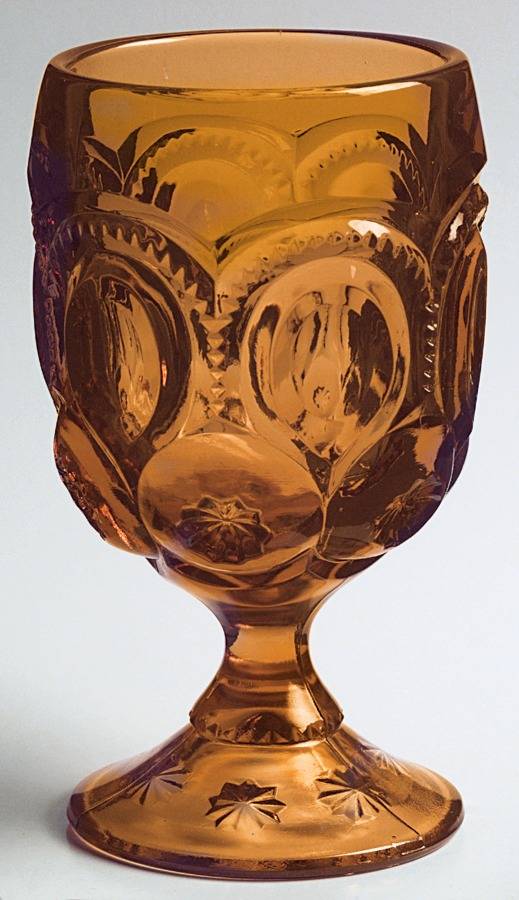 Moon and Star Amber Water Goblet by Smith Glass -1