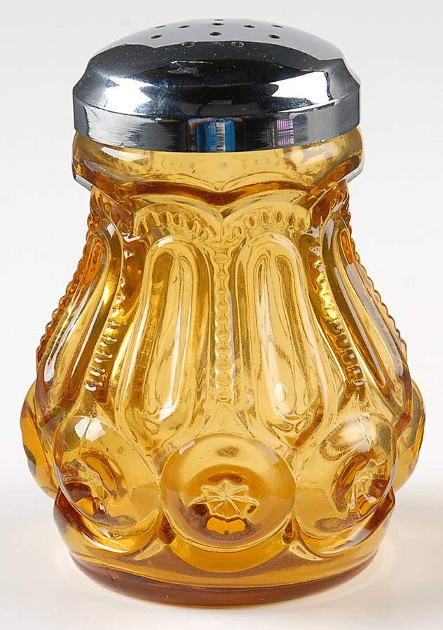 Moon and Star Amber Shaker with Metal Lid by Smith Glass -1