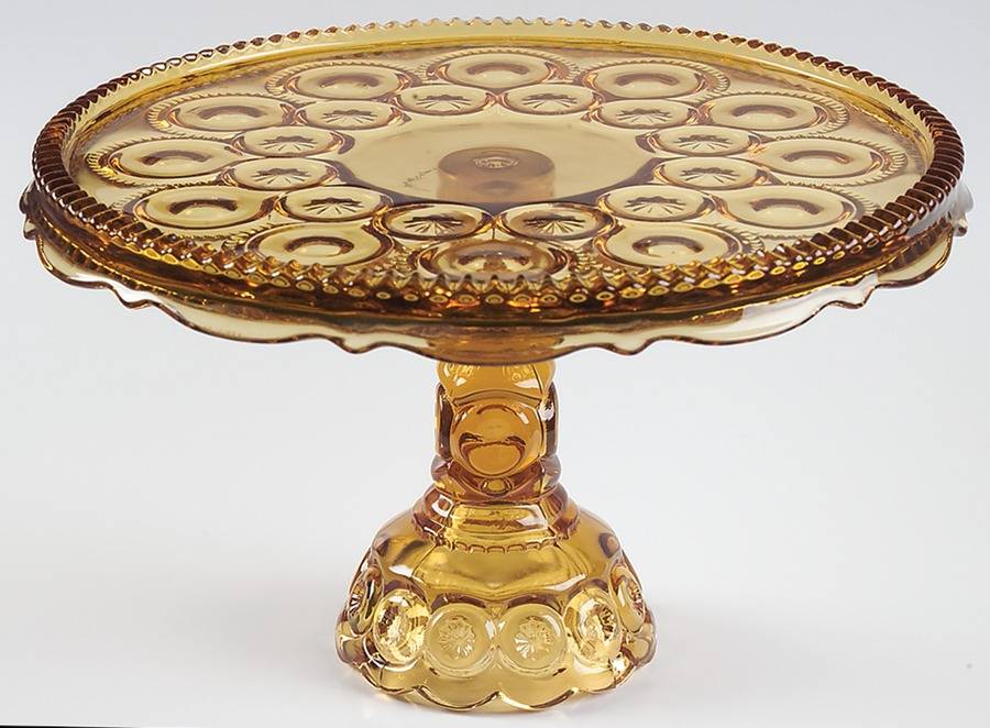 Moon and Star Amber Round Cake Stand by Smith Glass -1