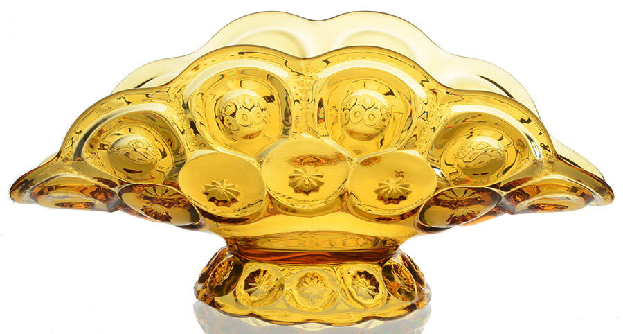 Moon and Star Amber Low Banana Stand by Smith Glass -1