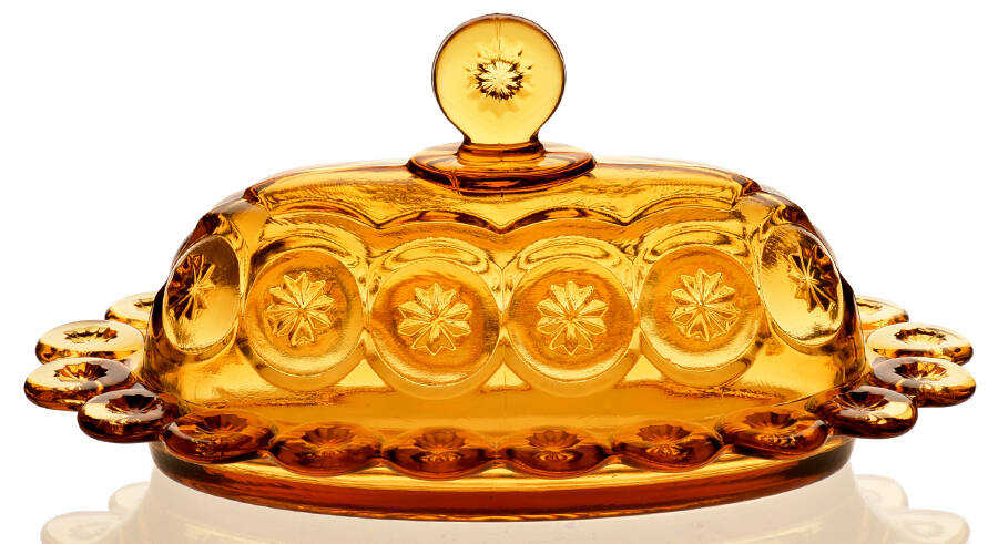 Moon and Star Amber 1/4 Pound Covered Butter by Smith Glass -1