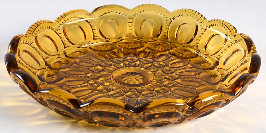 Moon and Star Amber Cheese Dish No Lid by Smith Glass -1