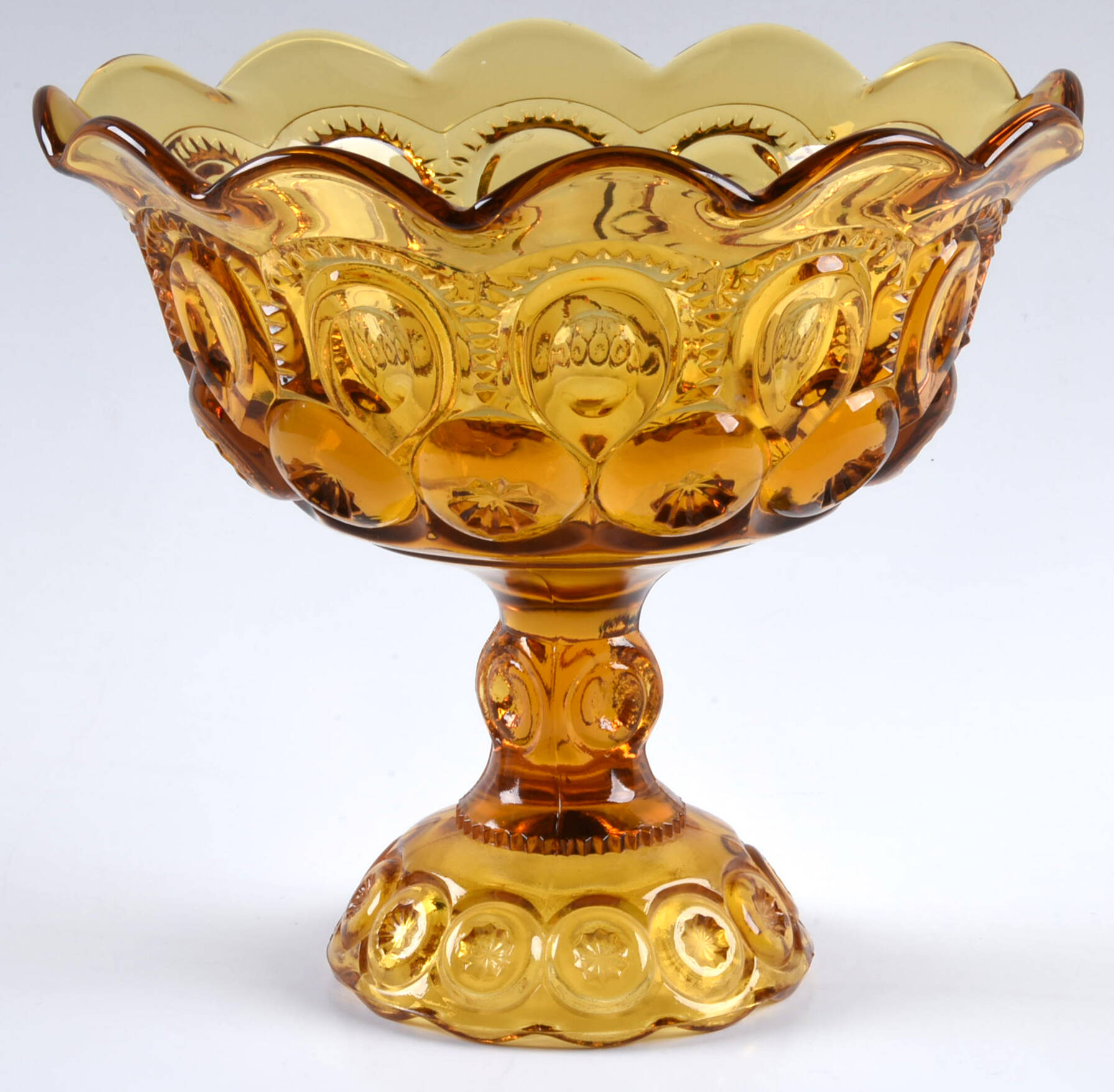 Moon and Star Amber Tall Compote by Smith Glass -1