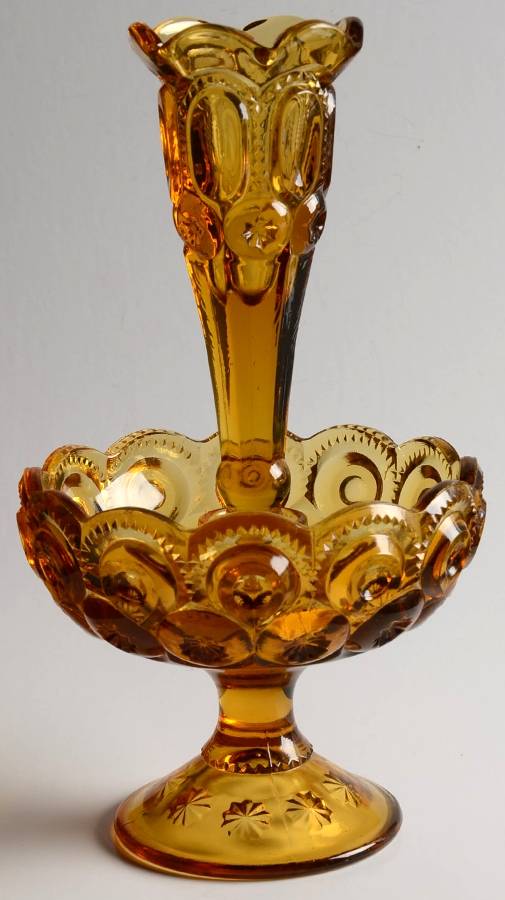 Moon and Star Amber Epergne Vase by Smith Glass -1