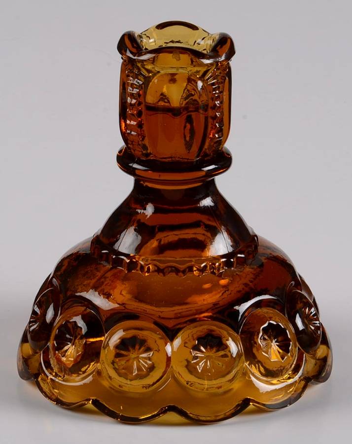 Moon and Star Amber 4" Single Light Candlestick by Smith Glass -1