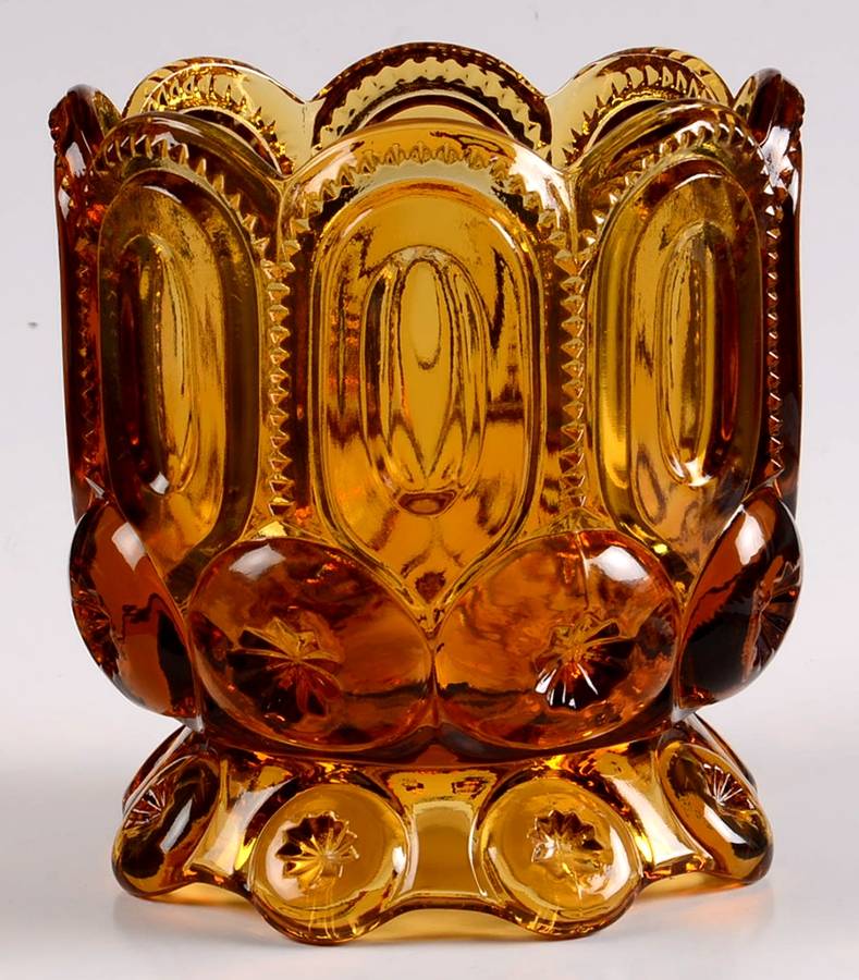 Moon and Star Amber Open Spooner by Smith Glass -1
