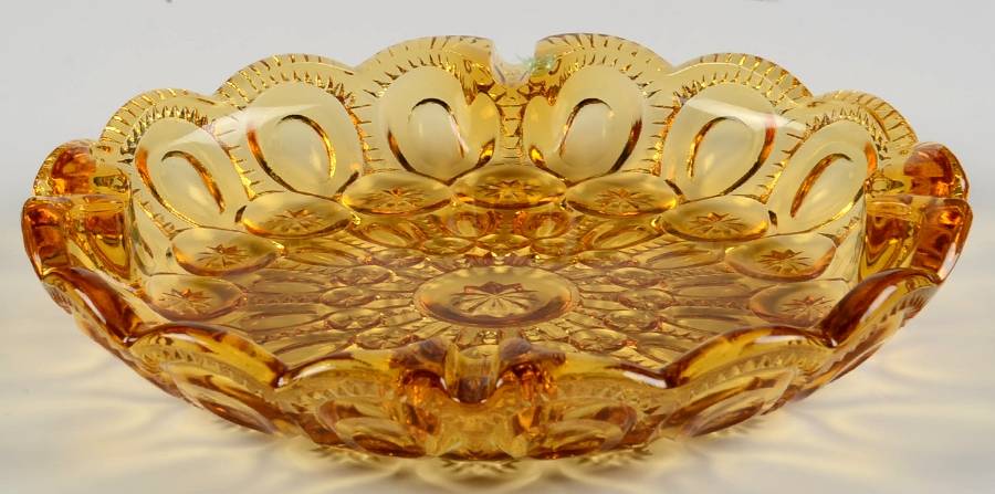Moon and Star Amber 8" Round Ashtray by Smith Glass -1