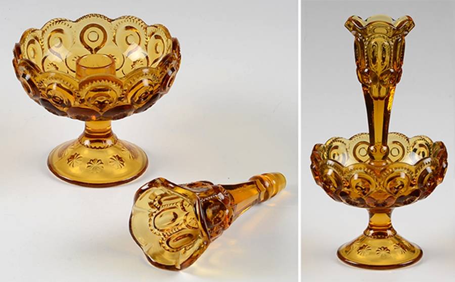 Moon and Star Amber (2 Piece) Epergne Set by Smith Glass -1