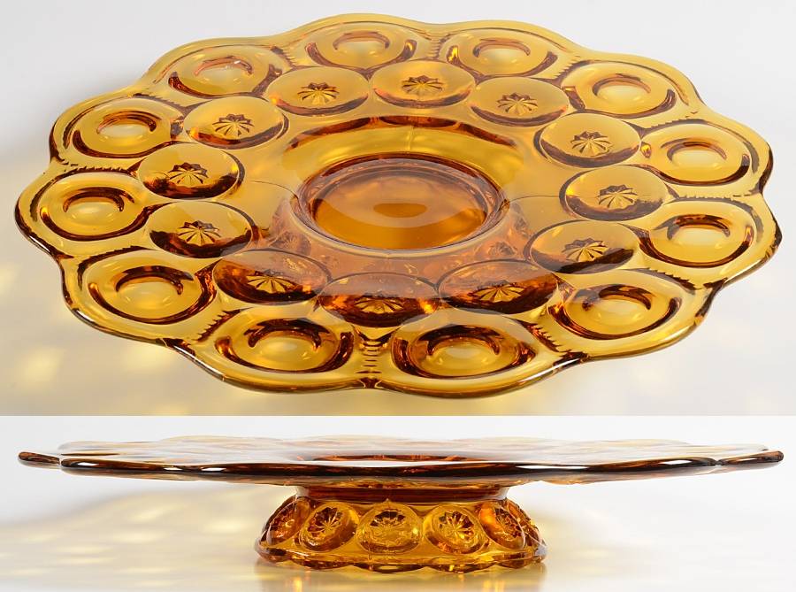 Moon and Star Amber Round Cake Stand by Smith Glass -1