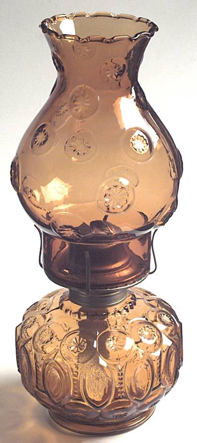 Moon and Star Amber Hurricane Lamp & Globe by Smith Glass -1