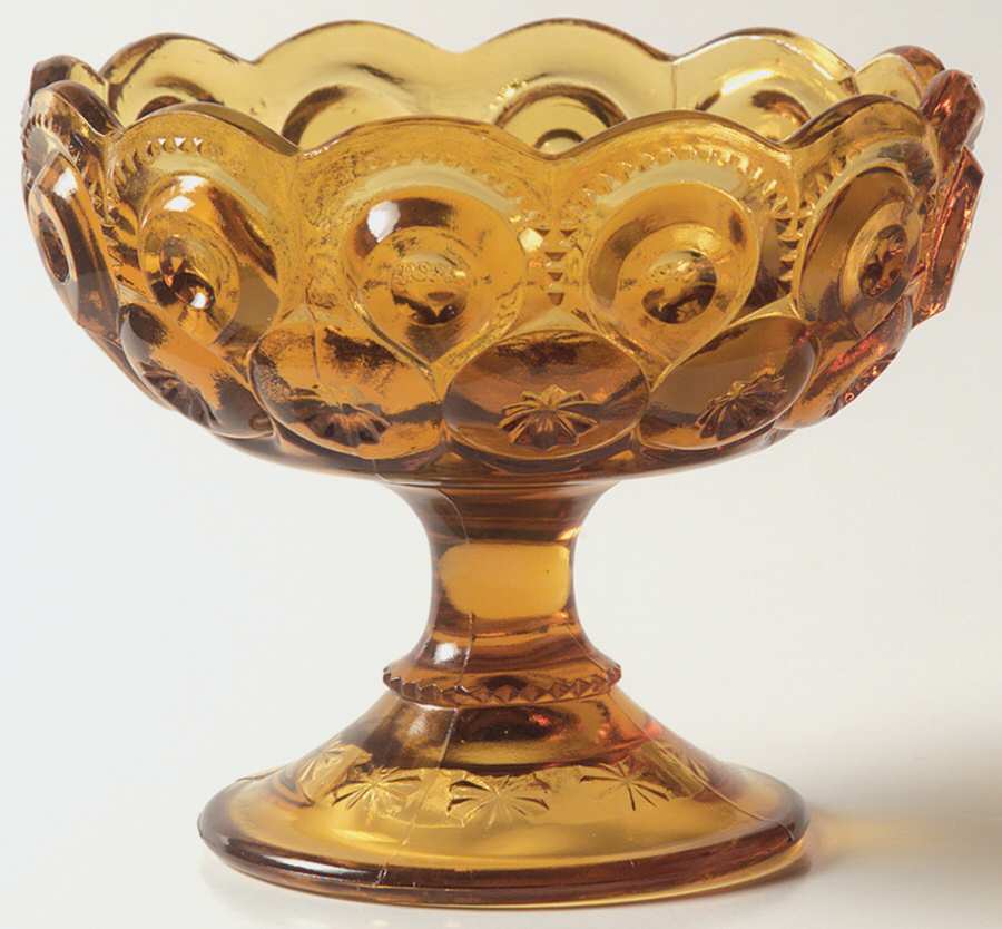 Moon and Star Amber 4" Height Open Compote by Smith Glass -1