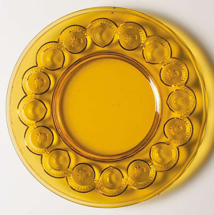 Moon and Star Amber Dinner Plate by Smith Glass -1