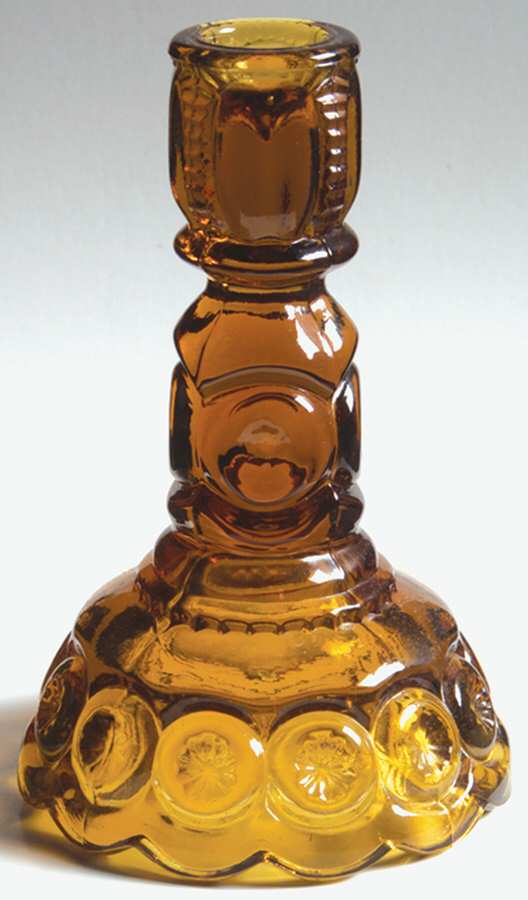 Moon and Star Amber 6" Single Light Candlestick by Smith Glass -1