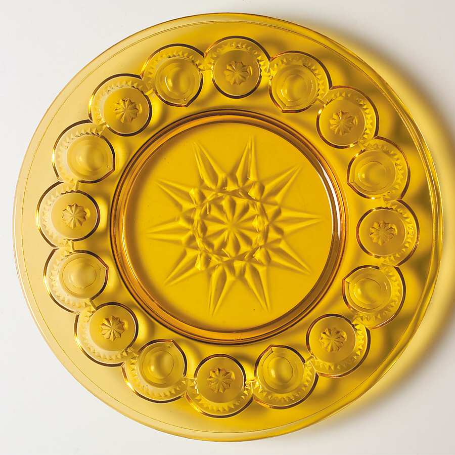 Moon and Star Amber Dinner Plate by Smith Glass -1