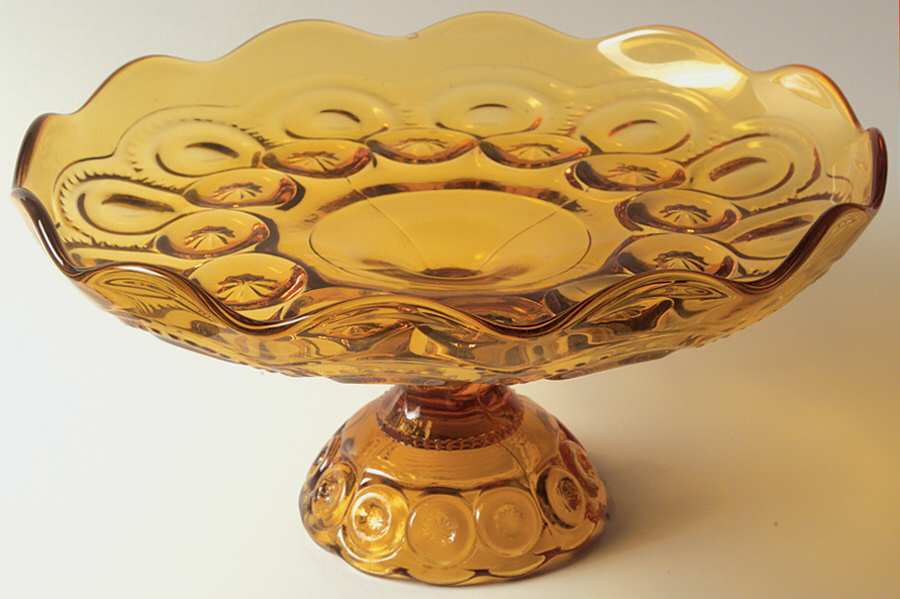 Moon and Star Amber Round Compote (Height X Width) by Smith Glass -1