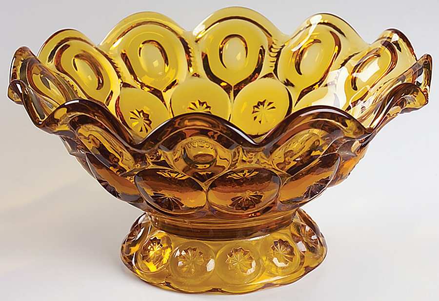 Moon and Star Amber Round Compote (Height X Width) by Smith Glass -1