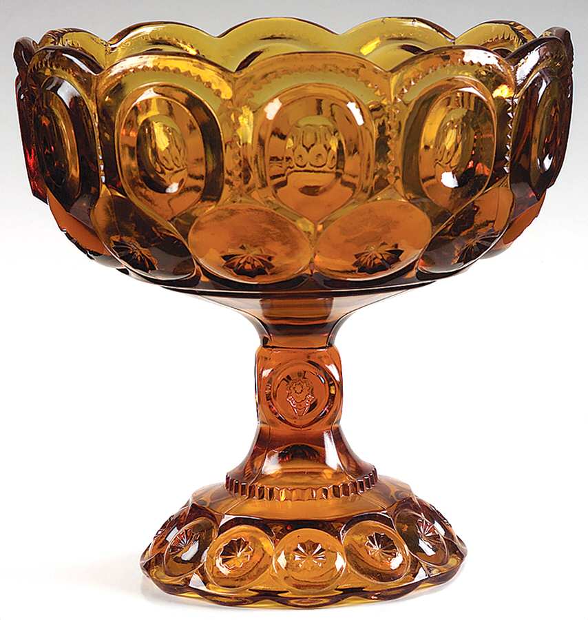 Moon and Star Amber 12" Tall Compote No Lid by Smith Glass -1
