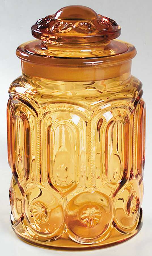 Moon and Star Amber Large Canister & Lid by Smith Glass -1