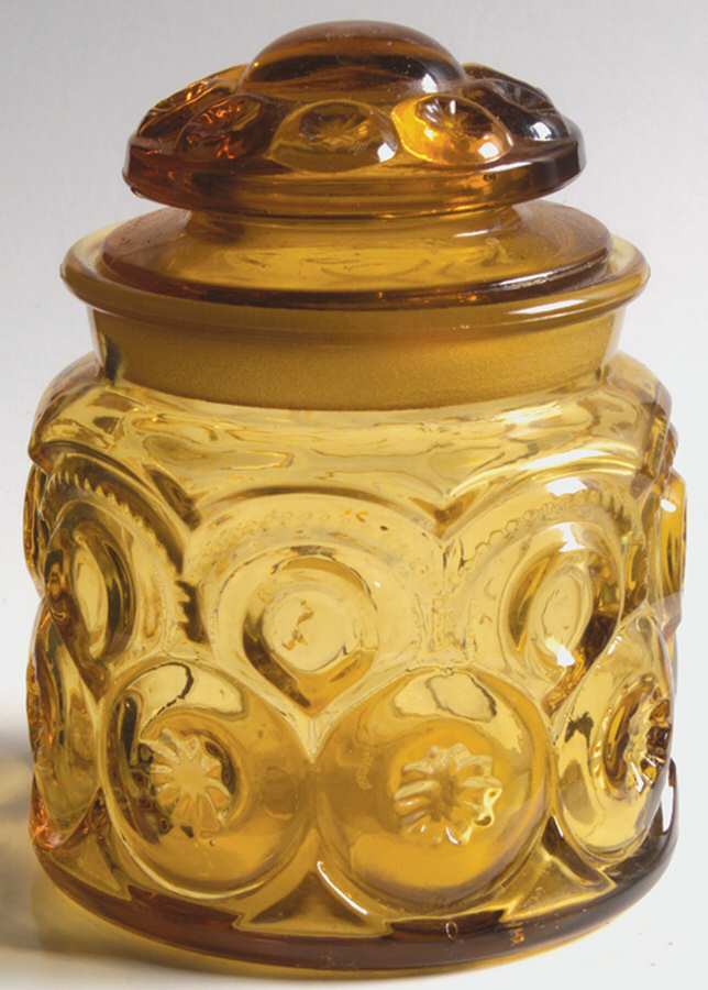 Moon and Star Amber Small Canister & Lid by Smith Glass -1