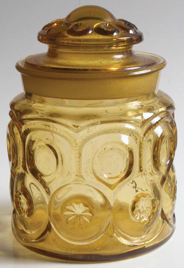 Moon and Star Amber Medium Canister & Lid by Smith Glass -1