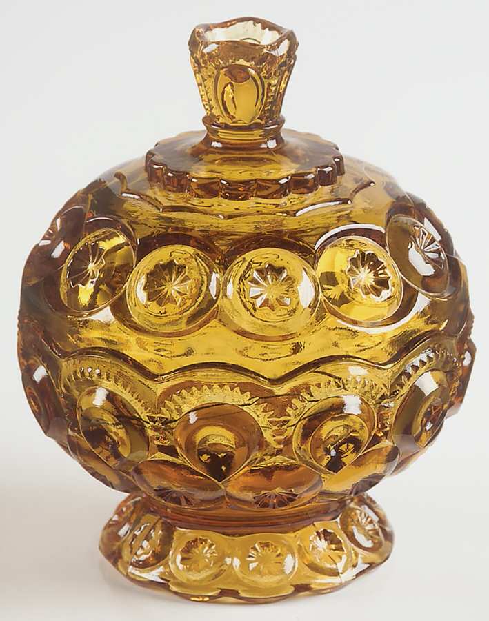 Moon and Star Amber Candy Dish & Lid by Smith Glass -1