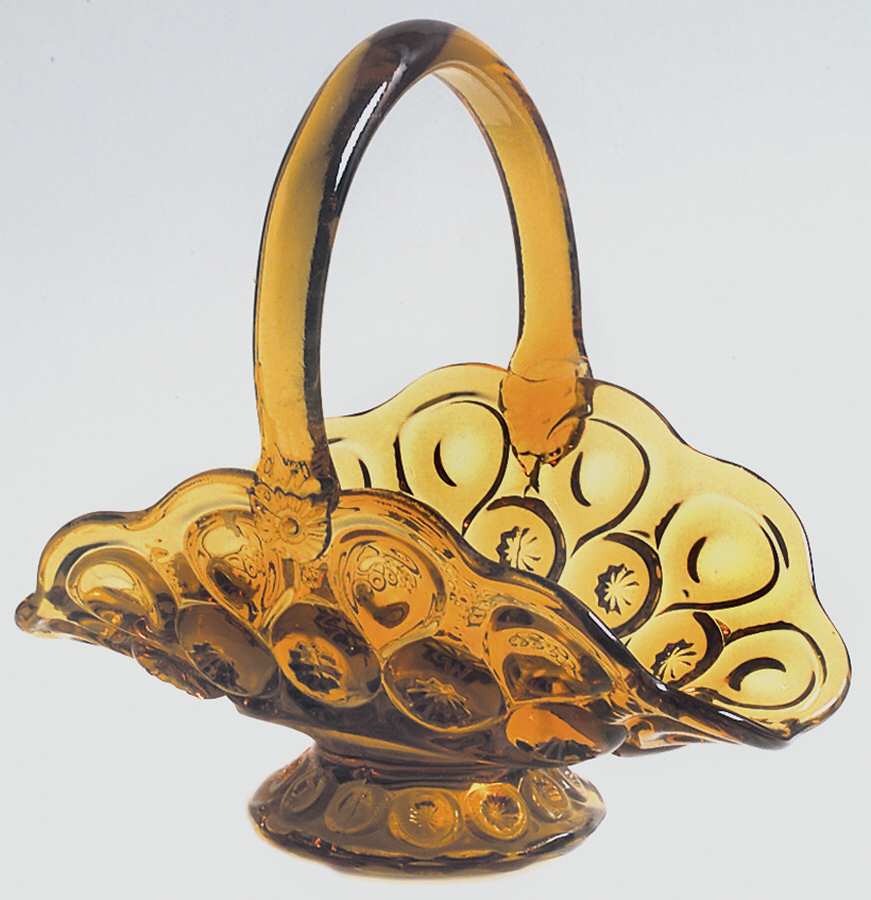 Moon and Star Amber Basket by Smith Glass -1