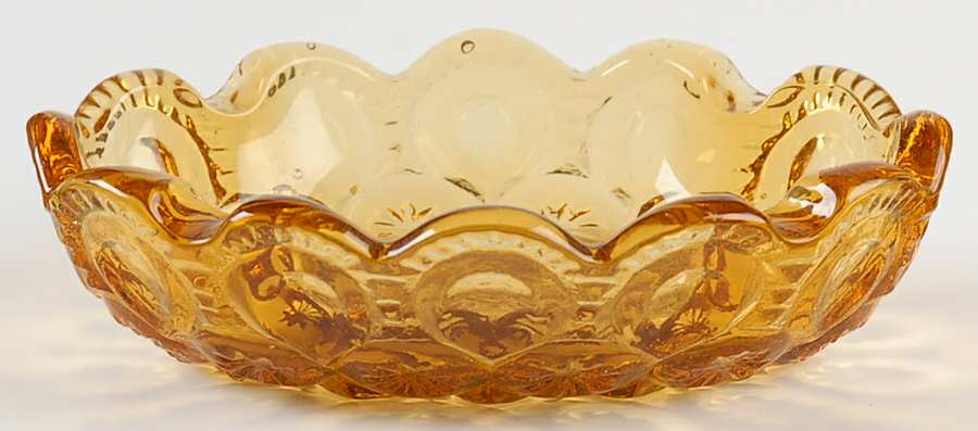 Moon and Star Amber 4" Oval Ashtray by Smith Glass -1
