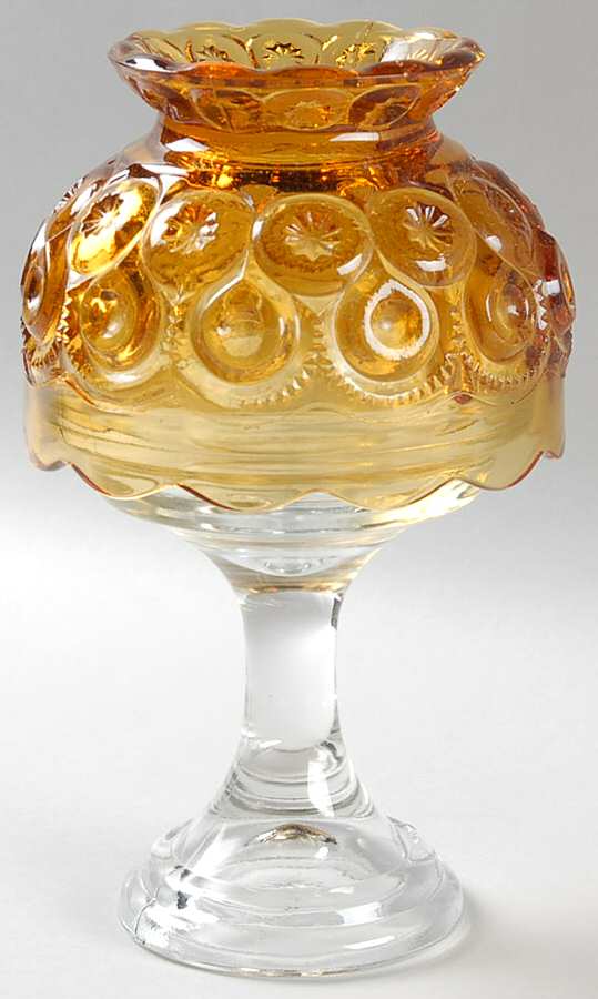 Moon and Star Amber (2 Piece) Plain Base Candle Lamp by Smith Glass -1