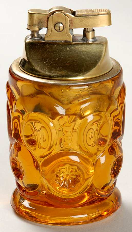 Moon and Star Amber 2 Piece Cigarette Lighter by Smith Glass -1