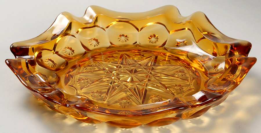 Moon and Star Amber 8" Ashtray by Smith Glass -1