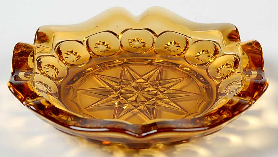 Moon and Star Amber 4" Ashtray by Smith Glass -1
