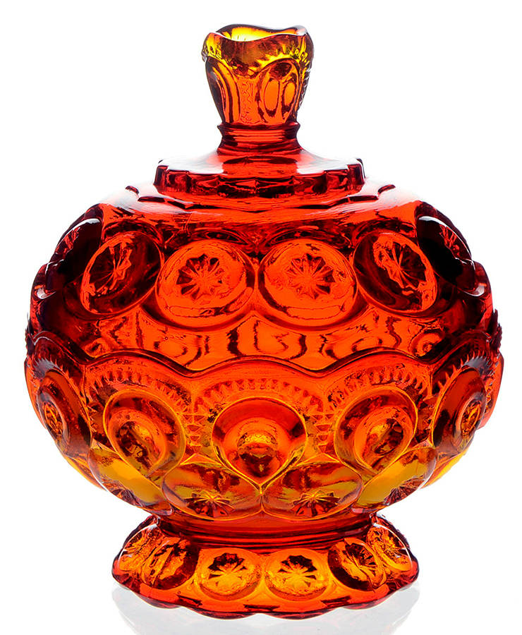 Moon and Star Amberina Candy Dish & Lid by Smith Glass -1