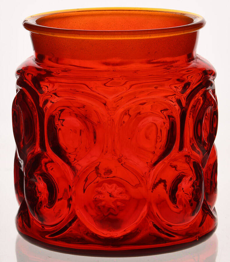 Moon and Star Amberina Medium Canister No Lid by Smith Glass -1