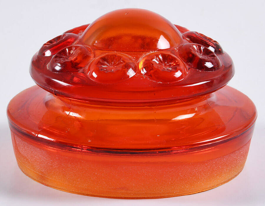 Moon and Star Amberina Lid for Medium Canister by Smith Glass -1