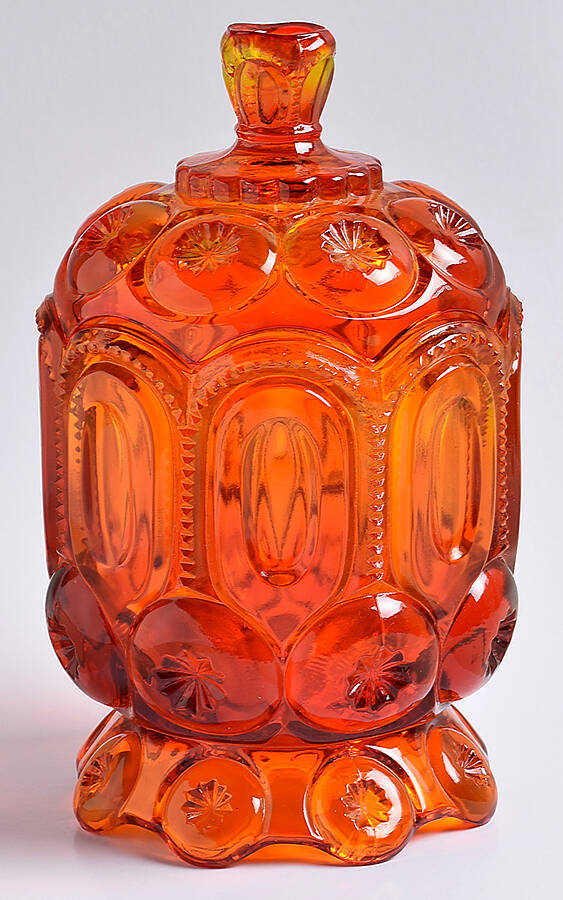 Moon and Star Amberina Sugar Bowl & Lid by Smith Glass -1