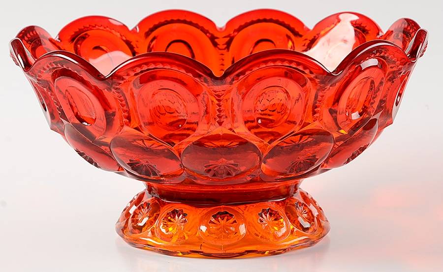 Moon and Star Amberina Flared Round Compote (Height X Width) by Smith Glass -1