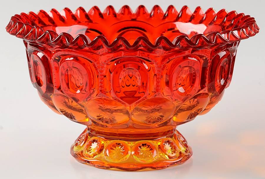 Moon and Star Amberina Round Compote (Height X Width) by Smith Glass -1