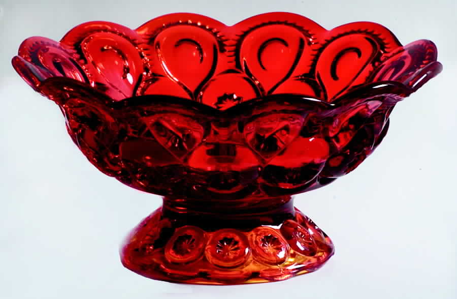 Moon and Star Amberina Round Compote (Height X Width) by Smith Glass -1