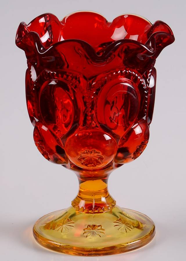 Moon and Star Amberina 6" Height Open Compote by Smith Glass -1