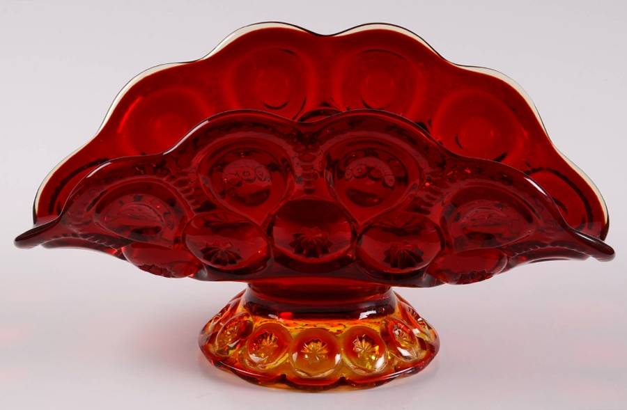 Moon and Star Amberina Low Banana Stand by Smith Glass -1