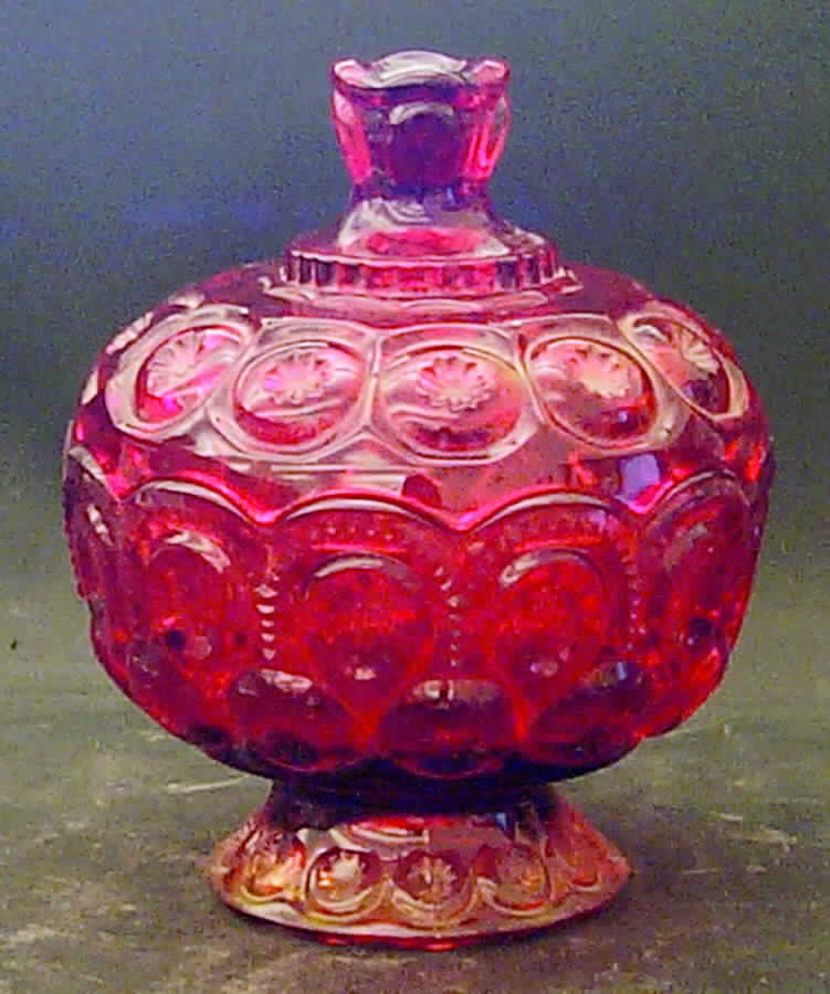 Moon and Star Amberina 7" Compote & Lid by Smith Glass -1